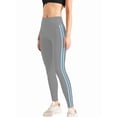 thumbnail image 2 of Tummy Control Compression Leggings for Women, High Waist Workout Running Yoga Pants Gray Blue L, 2 of 8