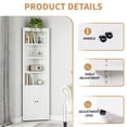 thumbnail image 4 of 71" Tall Freestanding Space-SavingMetal Corner Storage Cabinet with 2 Doors 5 Adjustable Shelves for Kitchen, Bathroom, Living Room, Pantry, Laundry Room, White, 4 of 10