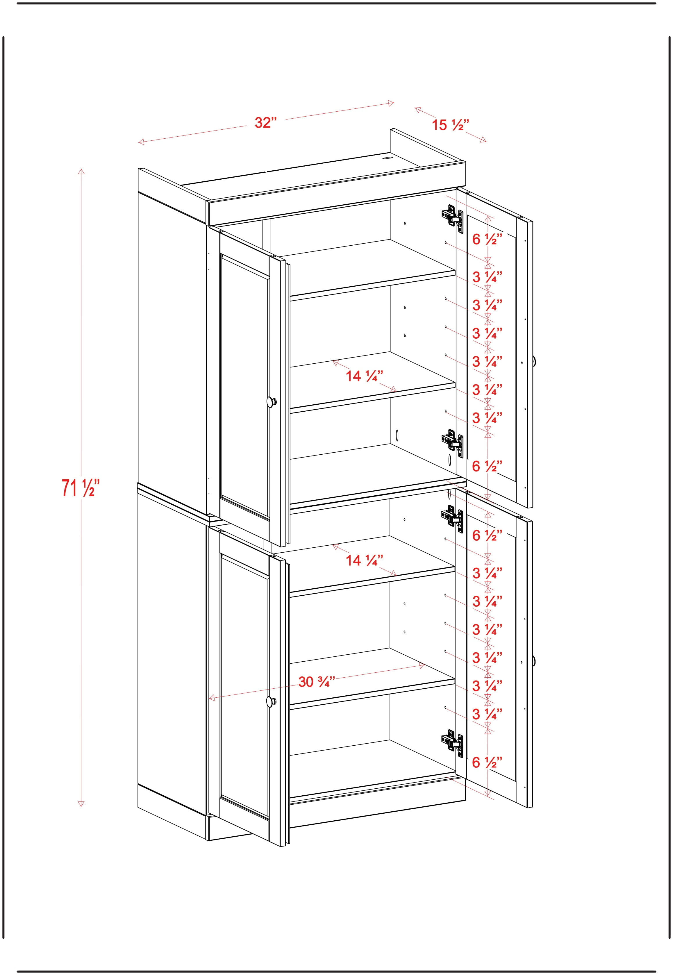 Palace Imports 100% Solid Wood Kitchen Pantry Storage Cabinet with Solid Doors and Adjustable Shelves, Mocha