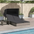 thumbnail image 1 of vidaXL Double Sun Lounger with Canopy and Cushions Grey Poly Rattan, 1 of 5