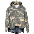 thumbnail image 3 of Womens Camo Hoodies Oversized Maple Leaf Fleece Pullover Sweatshirts Long Sleeve Unisex Mens Shirts Tops, 3XL Camouflage, 3 of 7