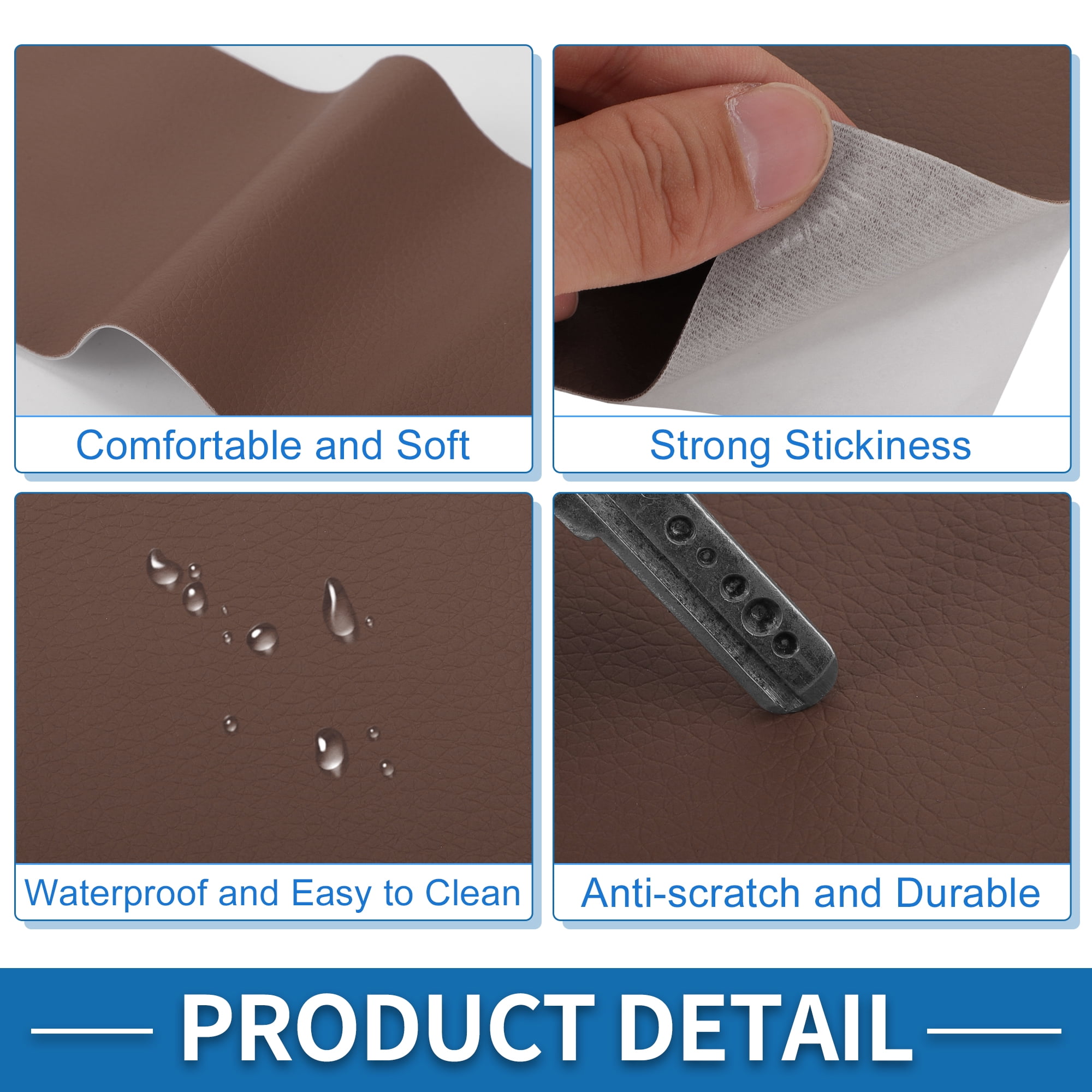 Unique Bargains Self Adhesive Leather Repair Patch Strong Stickiness Leather Repair Tape Leather 1 Pcs Brown 17" x 158"