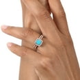 thumbnail image 5 of Gem Stone King 18K Rose Gold Plated Silver Ring Turquoise Moissanite (1.42 Cttw), 5 of 5