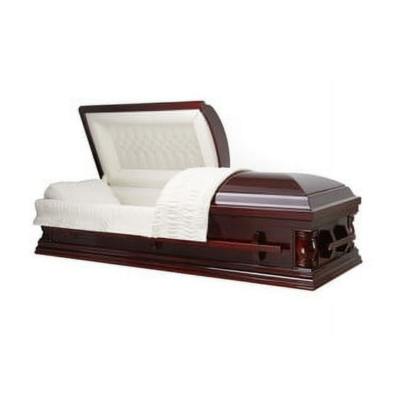 Overnight Caskets Cherry Poplar Wood 81 x 28 x 23.5 in Funeral Casket, Rectangular Handcrafted