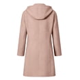 thumbnail image 4 of Women's Wool Blend Coat Mid-Length Lapel Button Down Trench Coat with HoodWoolen Hooded Overcoat for Fall Winter Daily Wear(Beige,S), 4 of 6