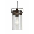 thumbnail image 2 of allen + roth Vallymede Aged Bronze Farmhouse Clear Glass Jar Mini Hanging Pendant Light, 2 of 9