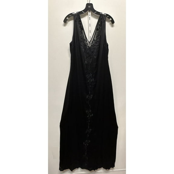 Nicole Miller Artelier BLACK Embroidered Flowers Plunge Gown Casual Dress, US 4