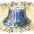 thumbnail image 2 of Riforla Hop Street Gold and Silver Basin Hat for Men and Women Stage Performance Metal PU Fisherman Hat Bucket Hats Silver, 2 of 4