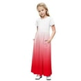 thumbnail image 2 of GERsome Girl's Short Sleeve Crewneck Maxi Dress Loose Casual Holiday Beach Long Dress with Pocket for 4-14 Years Kids, 2 of 9
