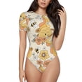 thumbnail image 1 of Balery Groovy Floral Body de cuello redondo de manga corta para mujer Tops de manga corta Tops básicos-Medium, 1 of 7