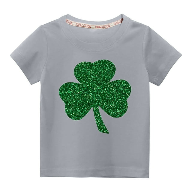 Besolor T-Shirts de la Saint-Patrick pour Enfants Garçons Filles Col Rond Décontracté Manches Courtes Imprimées Hauts Graphiques pour Tout-Petits