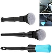 3Pcs Car Detailing Brush Set, Soft Boar Hair and Detail No Scratch Microfiber Detailing Brush Kit for Cleaning
