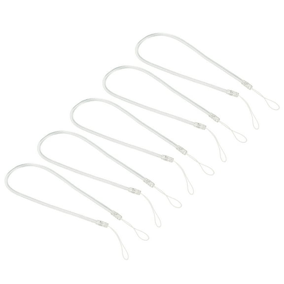 Uxcell 11" Plastic Retractable Spring Coil Straps Key Holder Cord, Clear 5 Pack