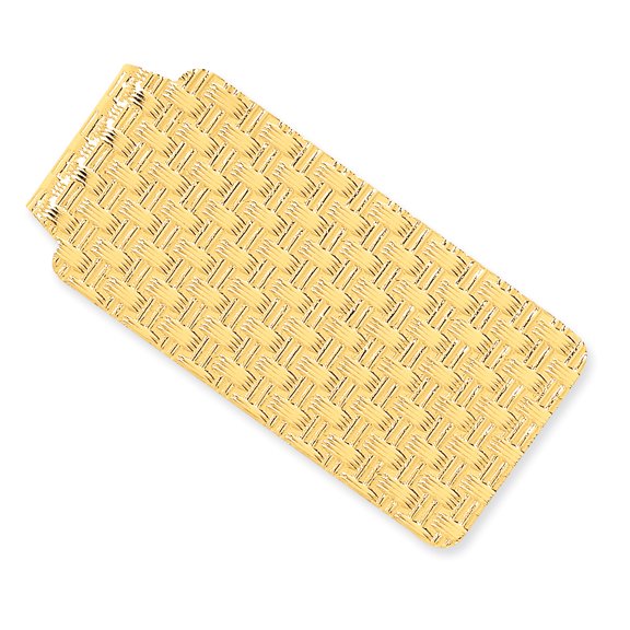 Beautiful 14k Men's Textured Basketweave Polished Money Clip