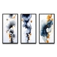thumbnail image 2 of Designart "Miracle Abstract Ink Cloud with a Touch of Gold VI" Abstract Painting Framed Wall Art Set Of 3 - Blue Modern Frame Gallery Wall Set For Home Decor, 2 of 6
