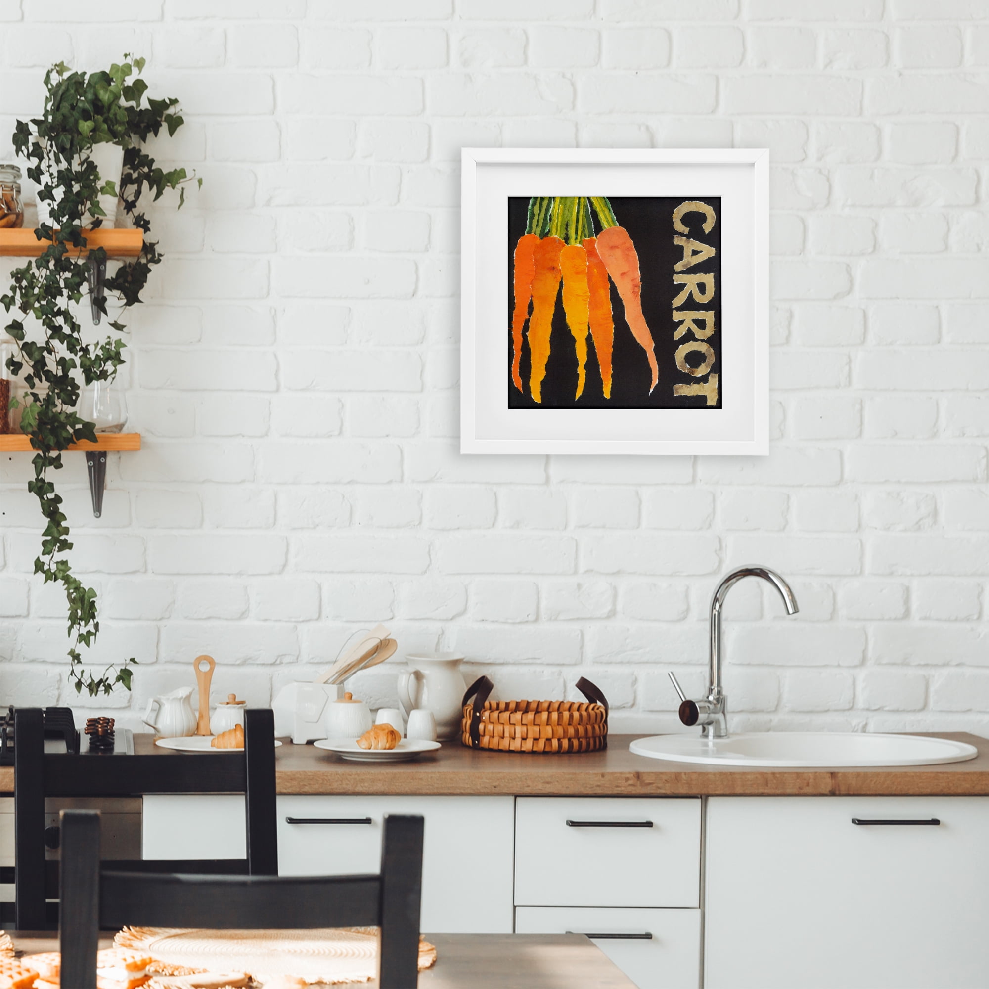 Stupell Industries Carrot Root Vegetable White Framed Print Under Glass, design by Nancy Overton