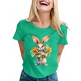 thumbnail image 1 of Fvwitlyh T-Shirts de Voyage pour Femmes 2024 Mode Décontractée Manches Courtes Col Rond T-Shirt Imprimé Ample Vert,P, 1 of 5