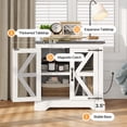 thumbnail image 6 of Easoger Farmhouse End Table, 24" Sofa Side Table with Charging Station Mesh Barn Door,Wood Nightstand with Adjustable Storage Shelf, Square Bedside Table for Living Room,Bedroom,Office-White, 6 of 9