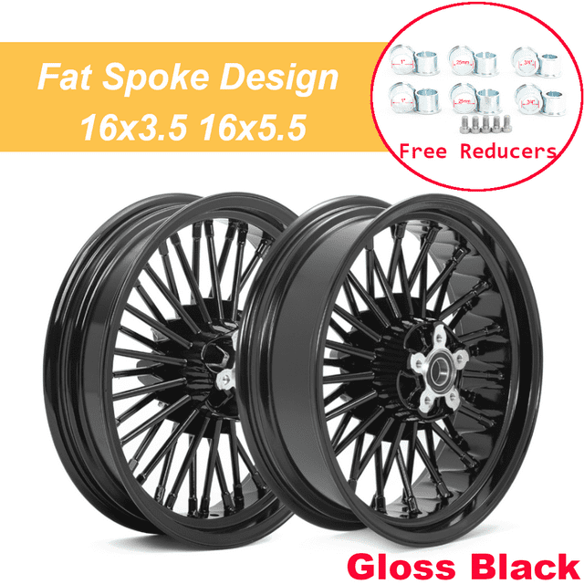 Black 21X3.5 16X5.5 Fat Spoke Wheels Rims for Harley Touring Street