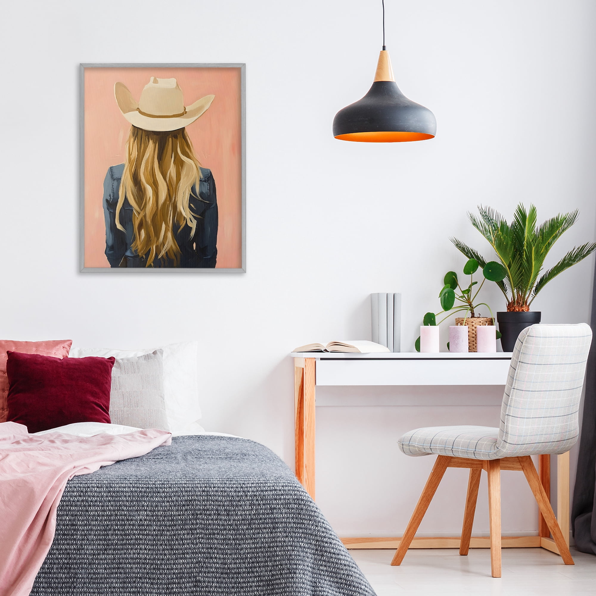 Stupell Industries Blonde Cowgirl Back View Gray Framed Giclee Art, design by The Prints Vibe