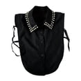 thumbnail image 2 of Women's Detachable Pearl Shirt Collar, Button Down False Collar for Layering, Fashion Collar for Sweaters, Dresses, and Outfit Accessory Black, 2 of 3