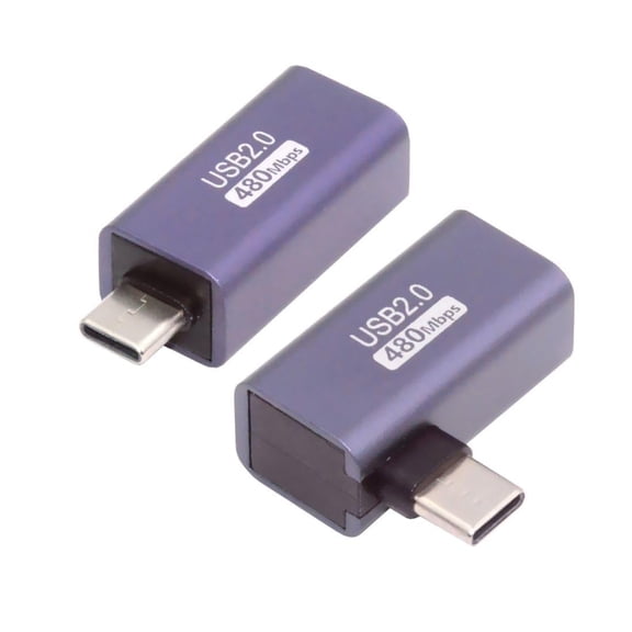 FVH 2pcs/lot USB 2.0 B Type Female to Type-C Male Angled & Straight Extension Adapter for Printer Phone Disk