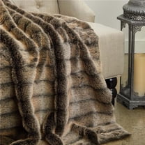 Frost Mink Faux Fur Luxury Throw Blanket, Dark Brown - Queen