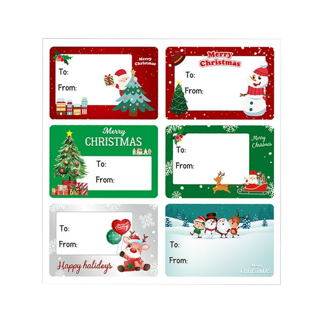 Christmas Gift Tag Stickers 6 Piece Of 2.3 Inches Long X 1.6 Inches Wide Merry Christmas Name From Sticker Labels