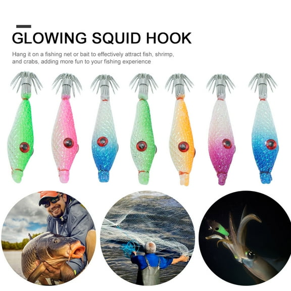 7pcs Luminous Squid Jig Hooks Saltwater, Squid Jigs Octopus Squid Jigs Baits, Squid Jig Baits Night Fishing Lures