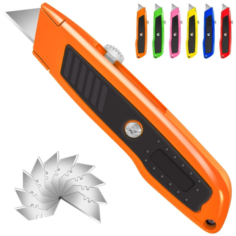 Box Cutter Utility Knife, Box Cutter Retractable, Rubber Handle