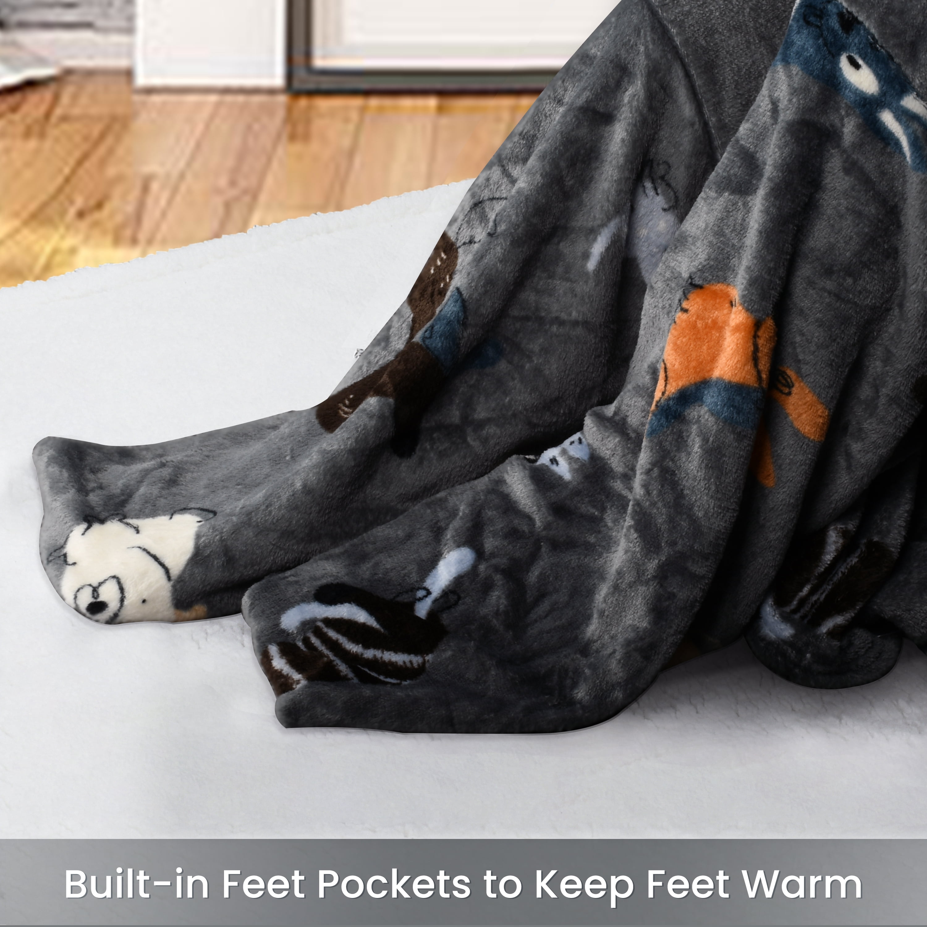 Catalonia Wearable TV Blanket with Sleeves Arms & Feet pockets for Adult Micro Plush Fleece Large Wrap Throw Robe
