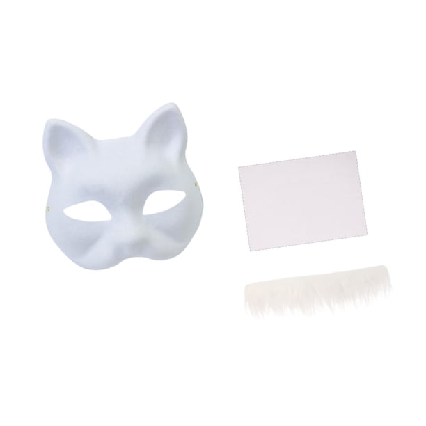 Kit de máscara de gato para manualidades, ideal para fiestas y Halloween. Máscara de gato en blanco para niños y adultos.