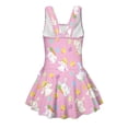 thumbnail image 5 of COEQINE Girls One Piece Swimsuit with Skirt & Attached Liner, Comfort Tank Top V-Back Swimwear with Skirt Bottom, Cute Bathing Suit for Kids Age 3-4, Easter Bunny Chick Egg Pink, 5 of 8