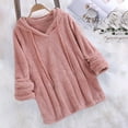 thumbnail image 2 of HAPIMO Womens Sweatshirt Long Sleeve Solid Color Sweatshirt Casual Warm Hooded Plush Pullover Tops Plus Fleece Womens Fall Fashion Clothes Pink L, 2 of 8