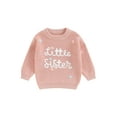 thumbnail image 2 of Musuos Baby Girl Fall Sweater 0-18Months FloralLetter Embroidery Long Sleeve Round Neck Chunky Knitwear Pullover, 2 of 7