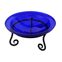 Achla Designs  Reflective Crackle Glass Birdbath Bowl, 12.5 Inch Diameter, Cobalt Blue