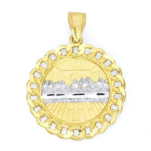Golden Fire Solid 10k Gold Last Supper Pendant - Catholic Gifts for Men
