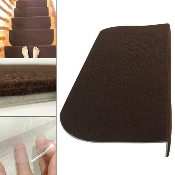 Stair Treads Indoor Non Slip / Skid Mats Step Pads Carpet Rugs Brown Set of 13