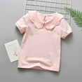 thumbnail image 3 of LNMQLPDBS Baby Girl Kids Blouses Ruffle Short Sleeves Crewneck Doll Collar T-Shirt Toddler Girl Clothes 6 Year Old Girl Birthday Gift Cute Summer Tops for Seaside Vacation ﻿ Pink 3-6 Months, 3 of 5