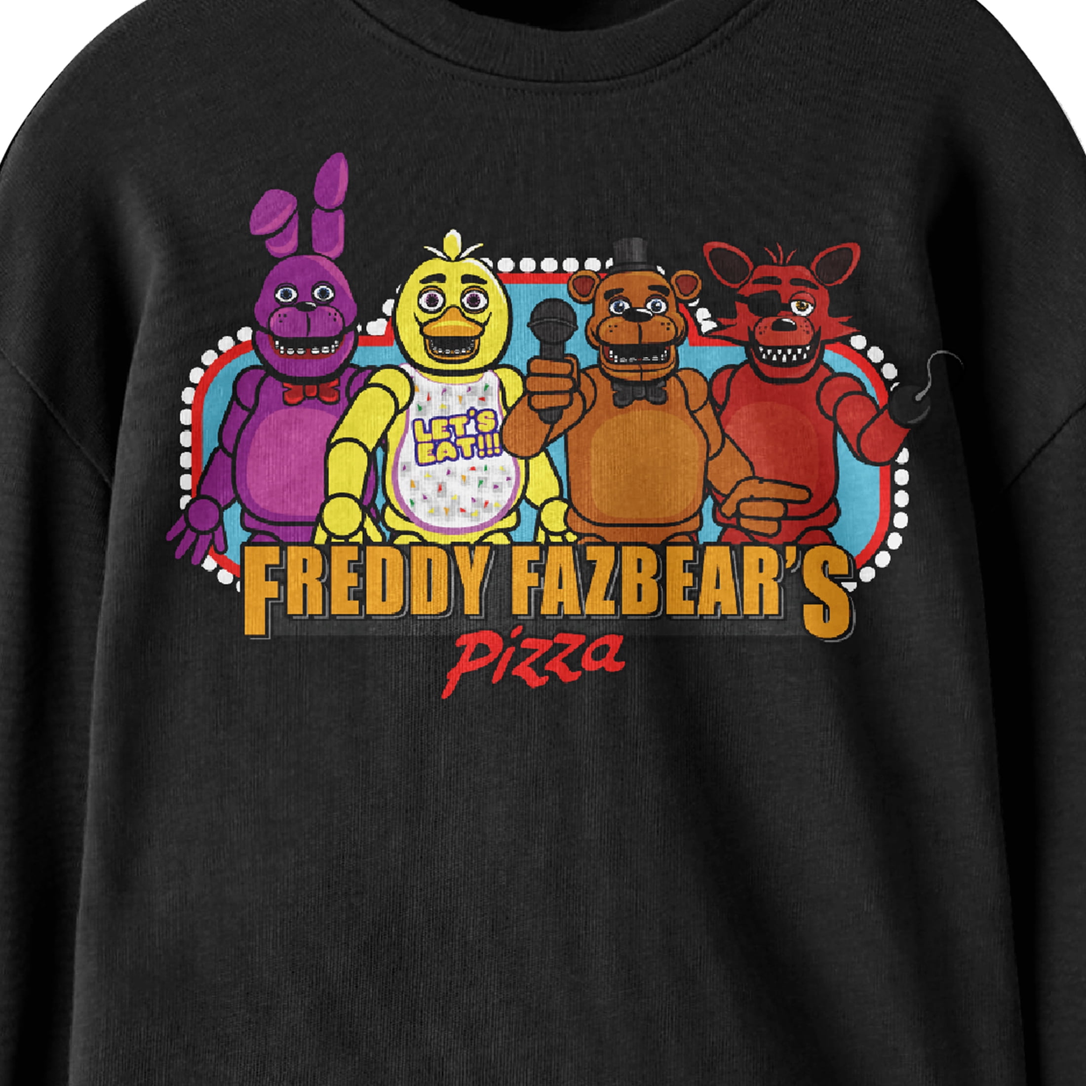 Five Nights at Freddy's Characters and Cameras Boy's Black Long Sleeve  Shirt-M 