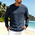 thumbnail image 2 of Zynoxe Men's Long Sleeve T-Shirt with Chest Pocket Plus Size Round Neck Top for Men Comfort Waffle Knit Tee Shirt Casual Loose Solid Color Pullover Top L, 2 of 6