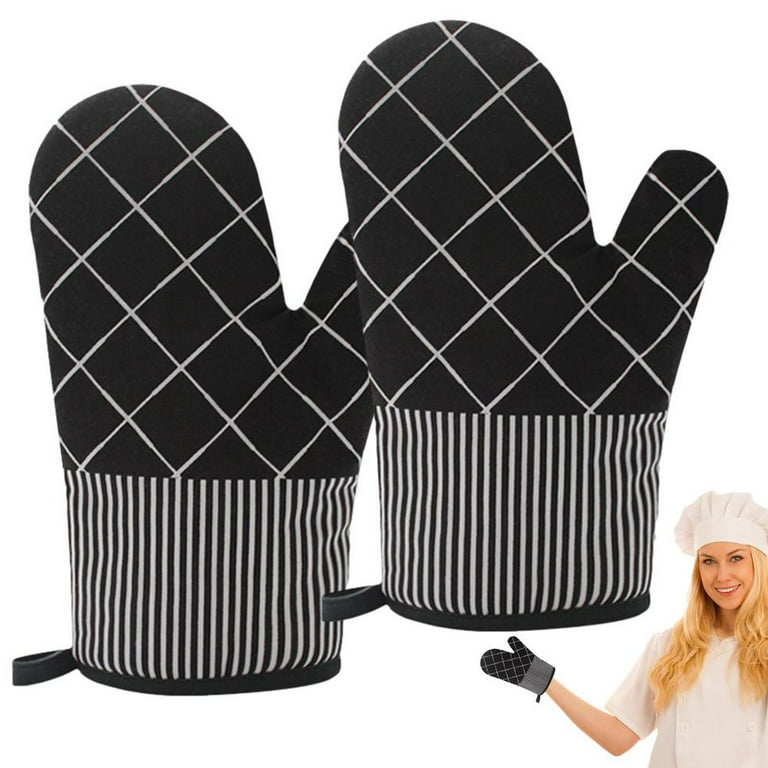 Oven Mit, Thickening Heat Resistant Cotton Oven Mitts with Cute Pattern, Long Kitchen Gloves for Cooking, BBQ and Baking Tools, Oven Glove