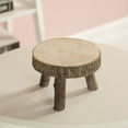thumbnail image 3 of Decorative Antique Round Natural Wooden Accent Stool for Indoor and Outdoor, 3 of 7