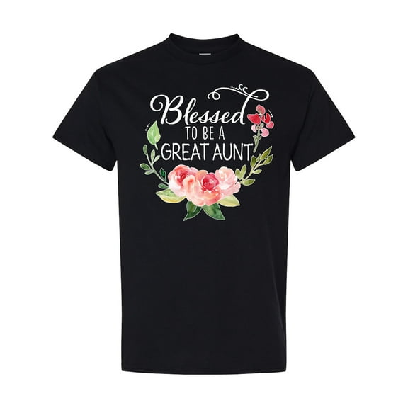 Inktastic Blessed to Be a Great Aunt with Pink Flowers T-Shirt