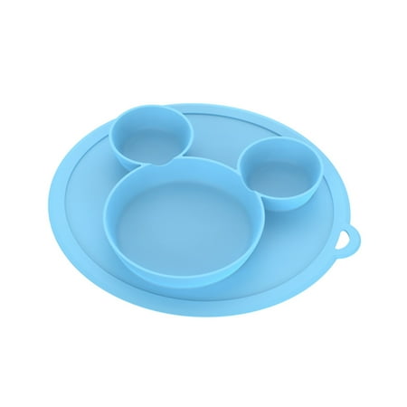 

Baby Suction Bowl Divided Dinner Plate Infants Learning Feeding Dish Non-toxic BPA-Free Silicone Solid Color Tableware for Newborn Children