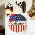 thumbnail image 6 of CuiLiyq 4th of July Wooden Round Door Sign, 11.8" Patriotic Stars and Stripes Hanging Decor for Front Door Porch Home Party, 6 of 7