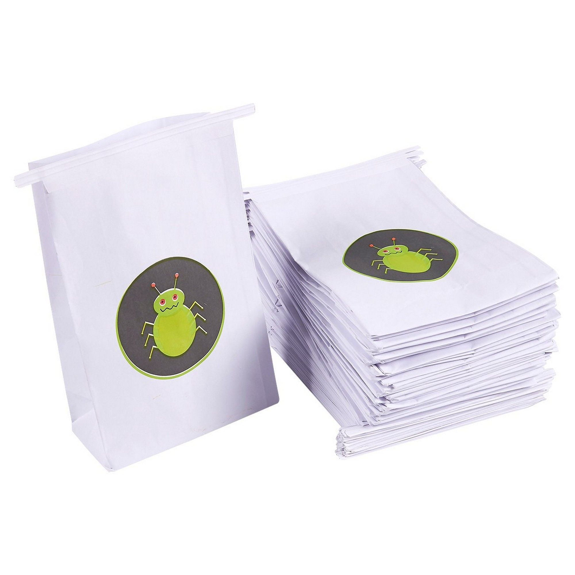 50 Pack Vomit Bags Kids Bug Illustration Disposable Self Sealing Leak Resistant Throw Up Bags For Motion Sickness Morning Sickness Lyft Car Airline Travel Barf Bag White 6 X 9 X 2 7