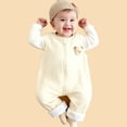 thumbnail image 2 of Baby Onesies 0-3T Soft Corduroy Cotton Sleeveless Jumpsuit Romper Front Zip One Piece Playsuit Boys Girls Clothes (9-12 Months, Beige), 2 of 6