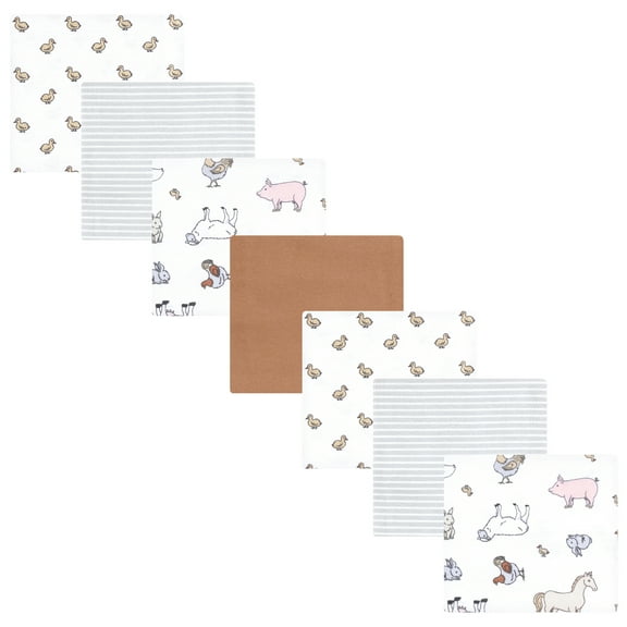 Hudson Baby Cotton Poly Flannel Receiving Blankets Bundle, Farm World, One Size