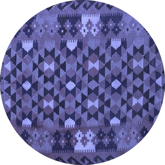 Ahgly Company Indoor Round Oriental Blue Traditional Area Rugs, 6' Round